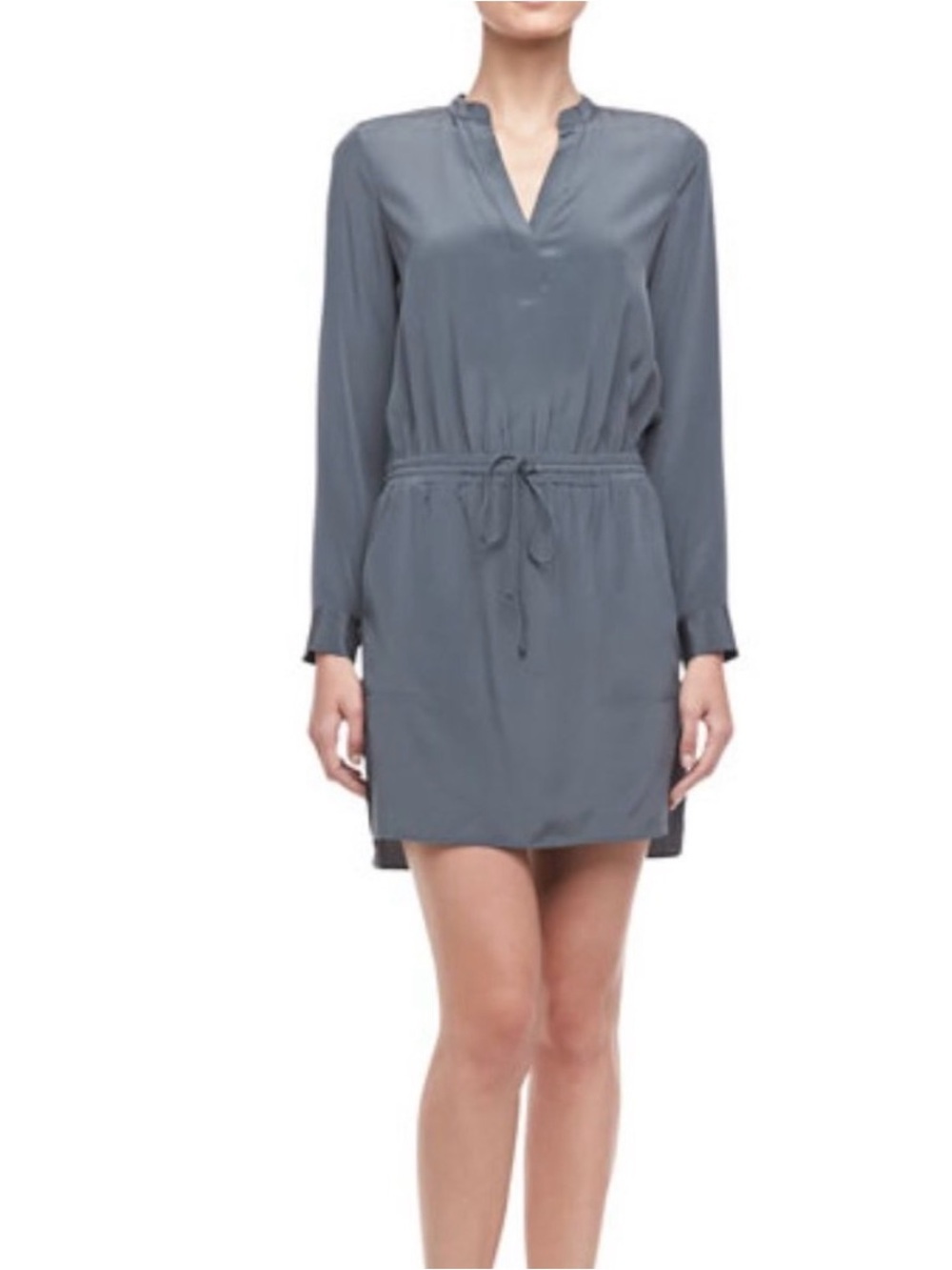 VINCE Gray Hickory Silk Drawstring
Shirtdress Shirt Dress Drawstring Waist 8
